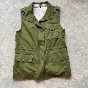 J. Crew Army Green Utility Vest with Removal Lining